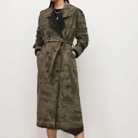 Allsaints camouflage denim trenchcoat